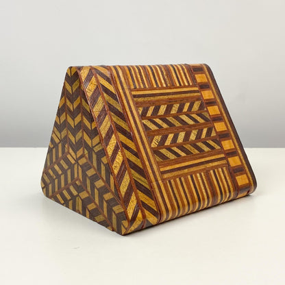 Handcrafted Marquetry Patterned Triangle Box