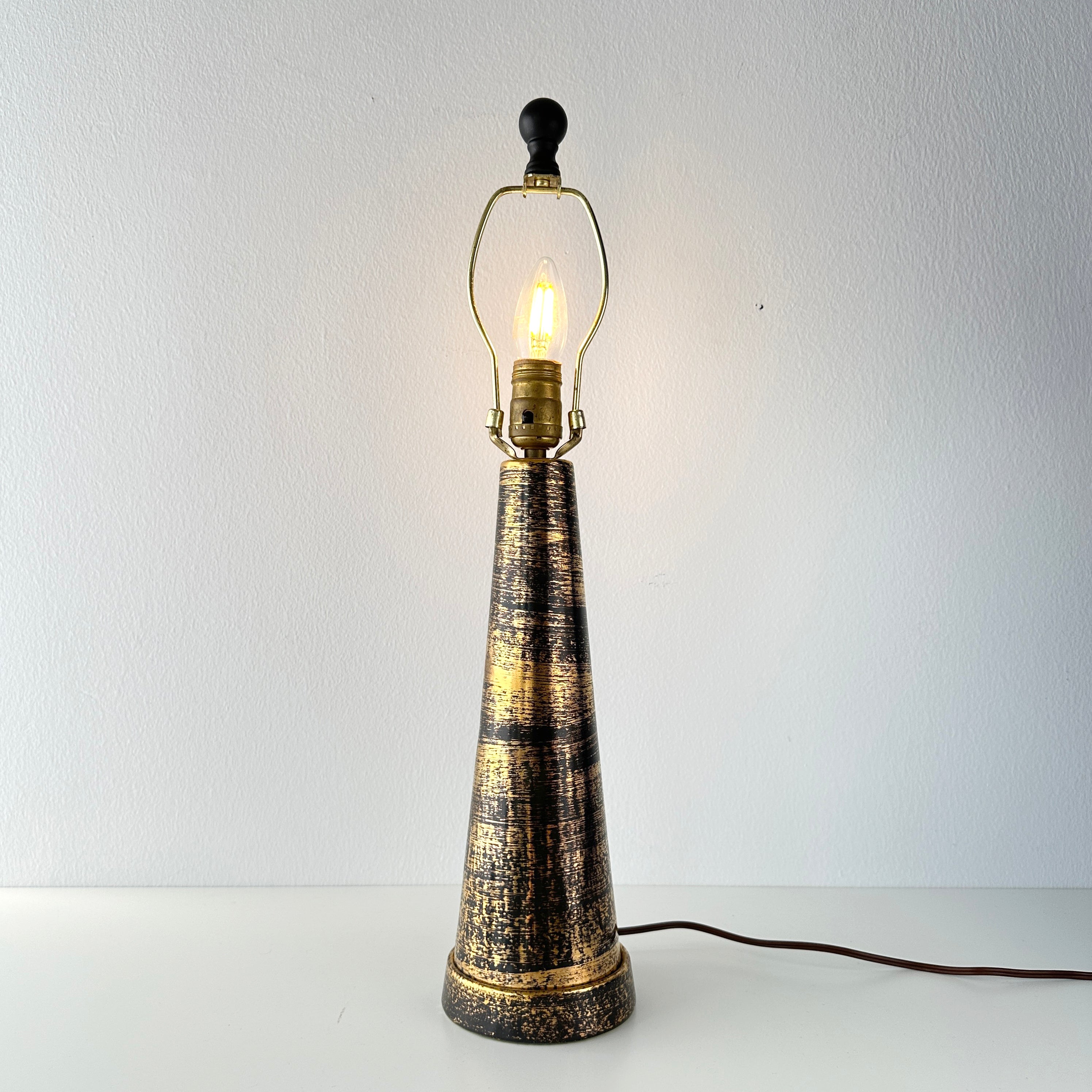 Mid Century Modern Table Lamp- deals Dramatic Black and Gold Ceramic Lamp with Cinched