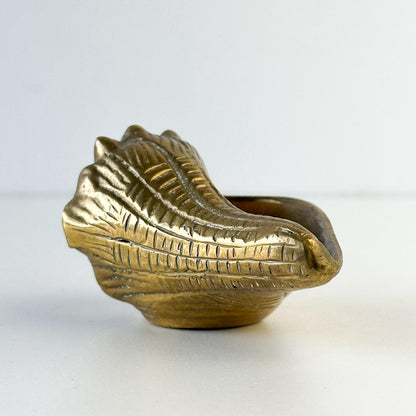 Brass Conch and Nautilus Seashell Ashtray Set