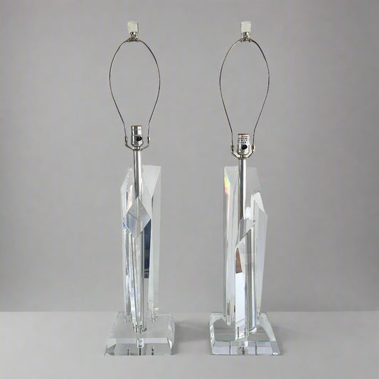 Mid-Century Astrolite Lucite Prisms Lamps- A Pair