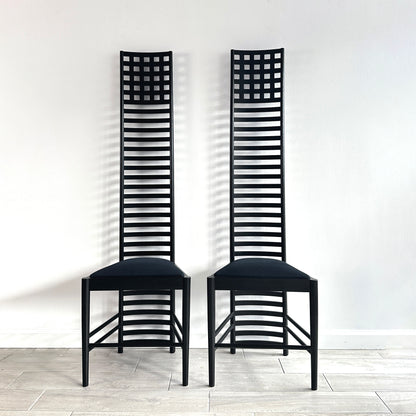 Sculptural Pair of Hill House Chairs Designed by Charles Rennie Mackintosh, 1980s