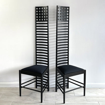 Sculptural Pair of Hill House Chairs Designed by Charles Rennie Mackintosh, 1980s