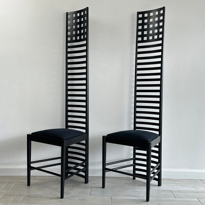 Sculptural Pair of Hill House Chairs Designed by Charles Rennie Mackintosh, 1980s