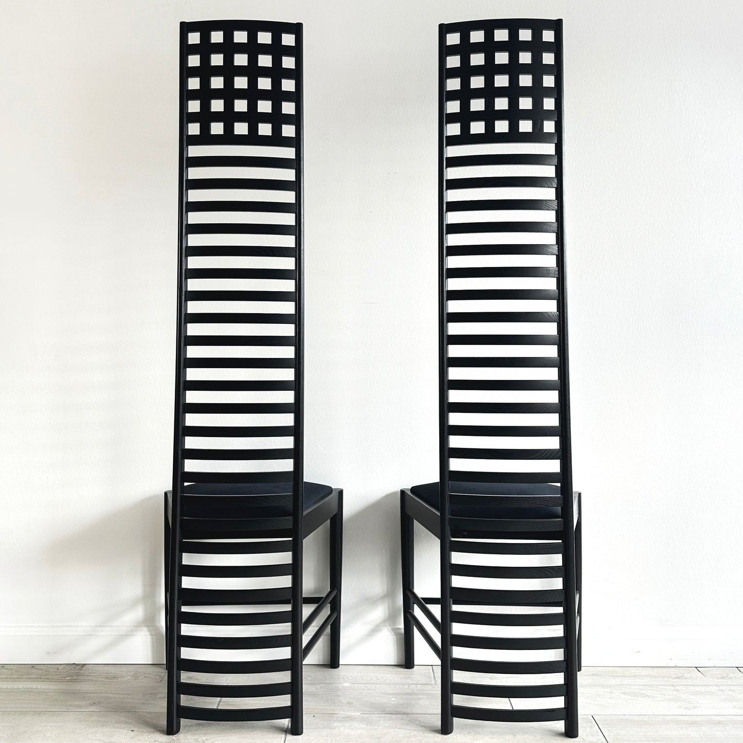 Sculptural Pair of Hill House Chairs Designed by Charles Rennie Mackintosh, 1980s