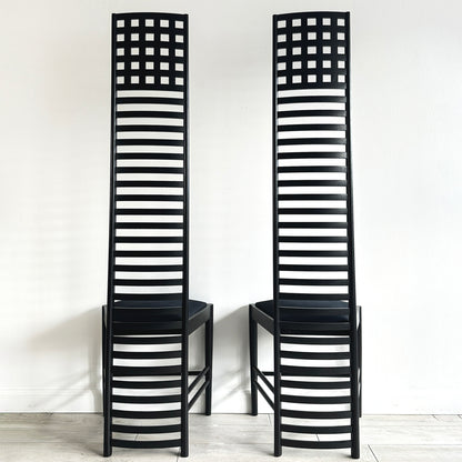 Sculptural Pair of Hill House Chairs Designed by Charles Rennie Mackintosh, 1980s