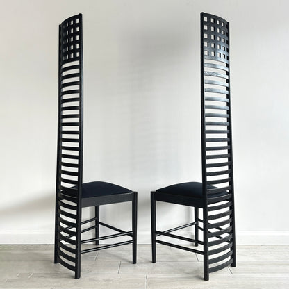 Sculptural Pair of Hill House Chairs Designed by Charles Rennie Mackintosh, 1980s