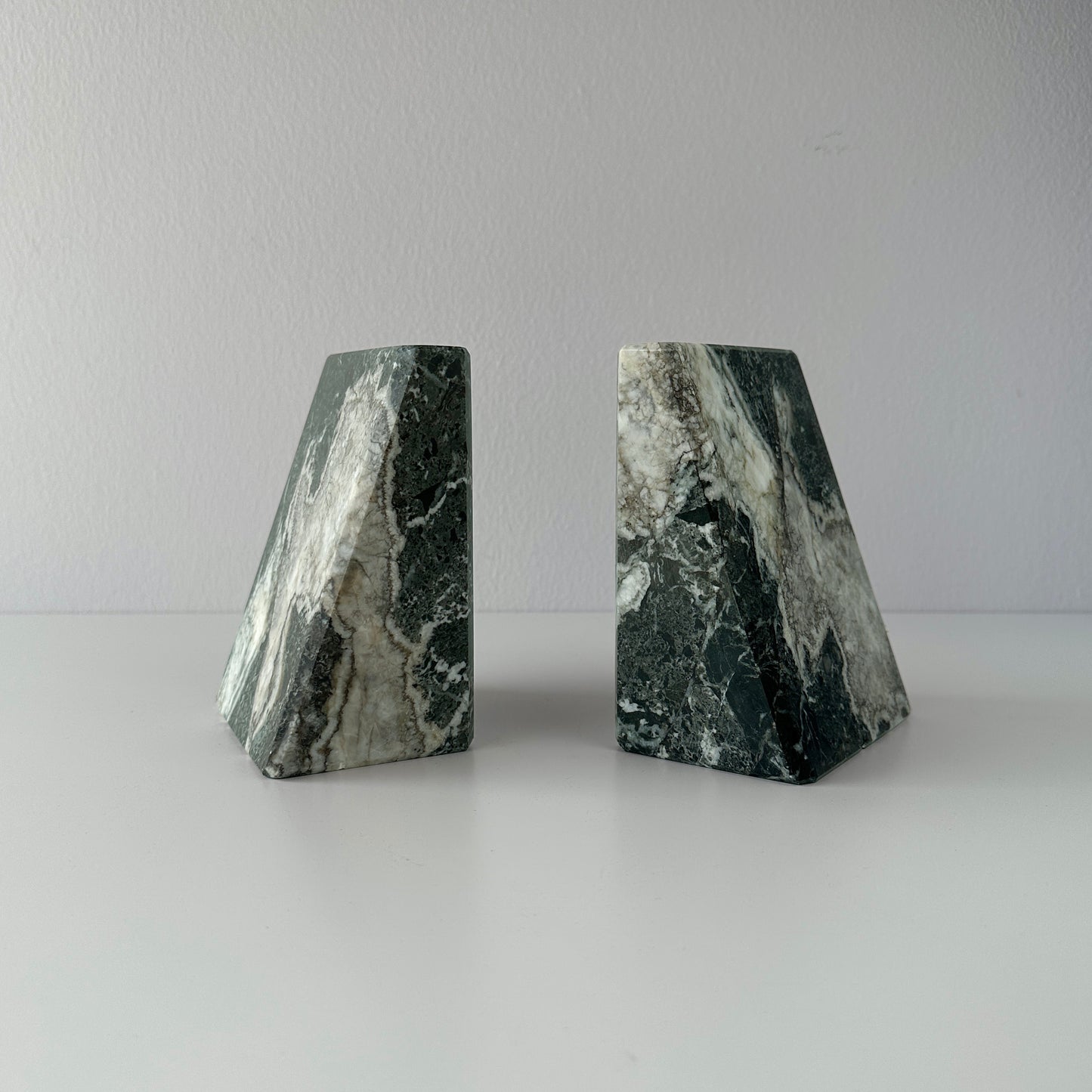 Late 20th Century Green Marble Slanted Bookend Pair