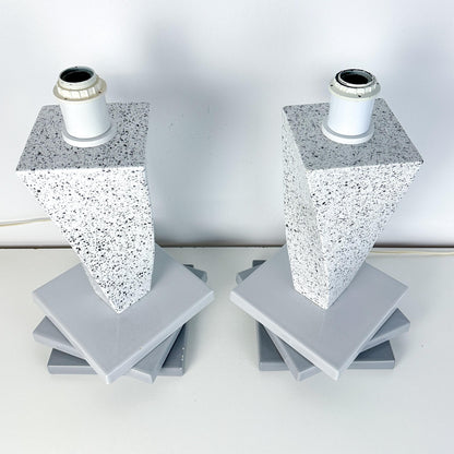 Massimo Vallotto for Viba Postmodern Italian Ceramic Lamp Pair Media 2 of 12