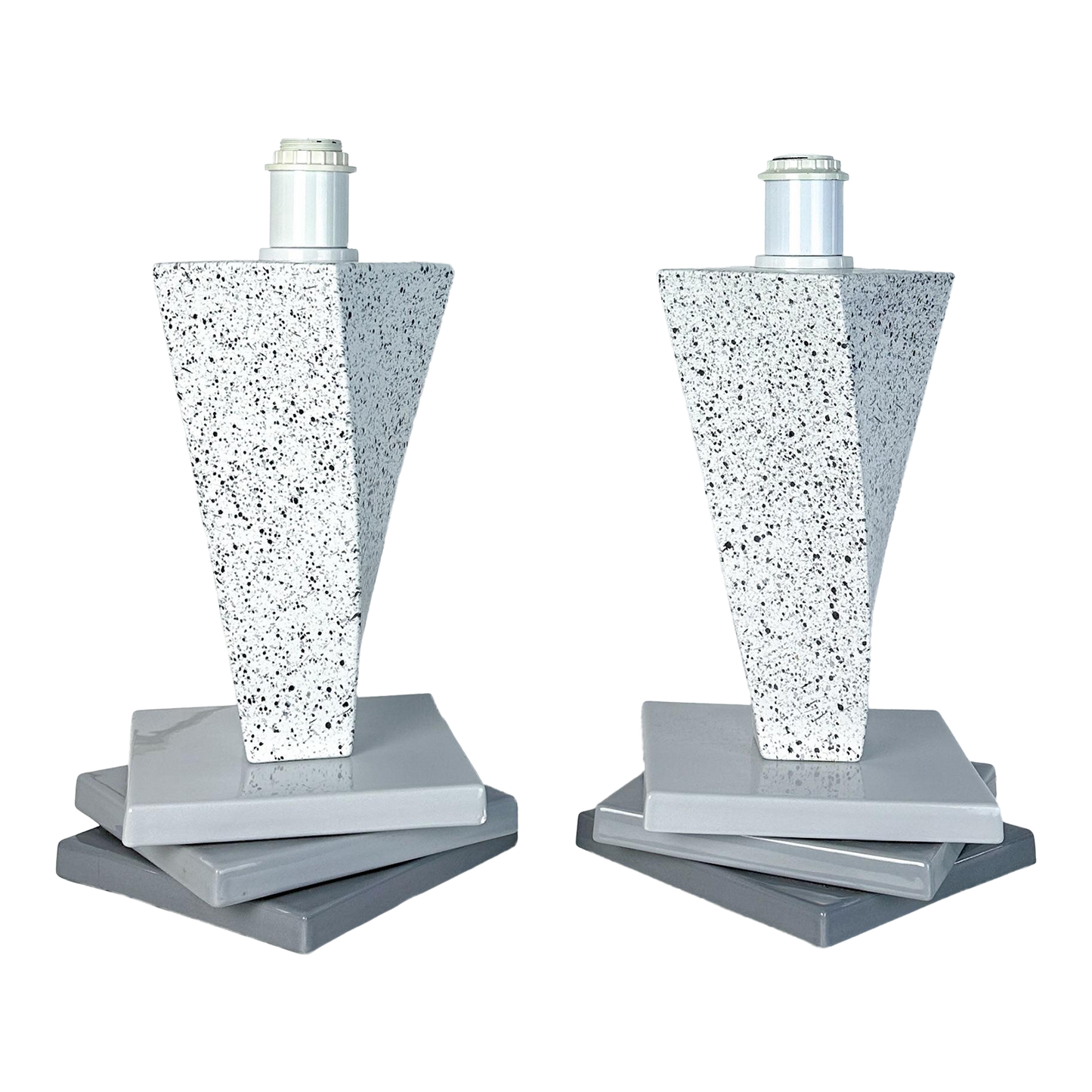 Massimo Vallotto for Viba Postmodern Italian Ceramic Lamp Pair Media 2 of 12