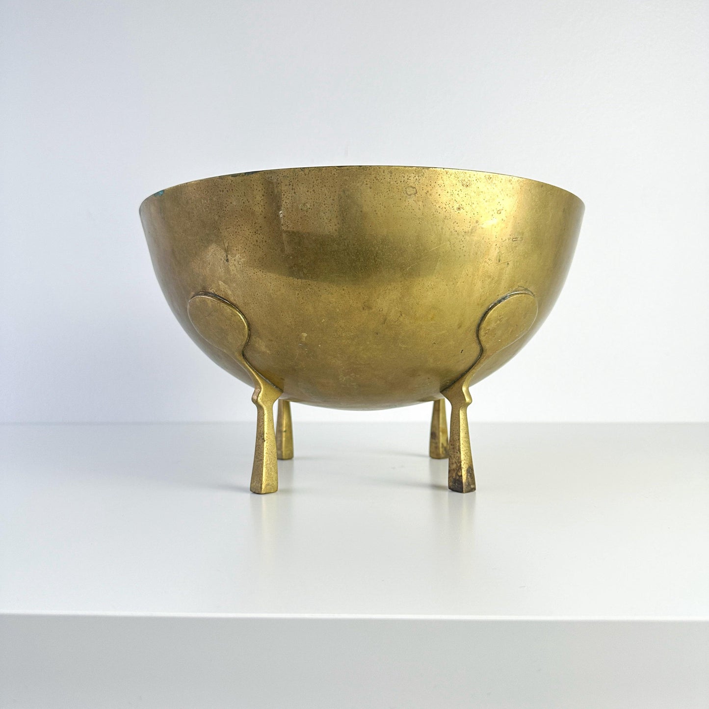 Transitional Solid Brass Footed Decorative Bowl