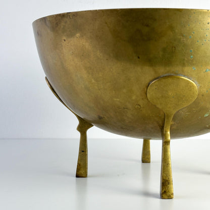 Transitional Solid Brass Footed Decorative Bowl