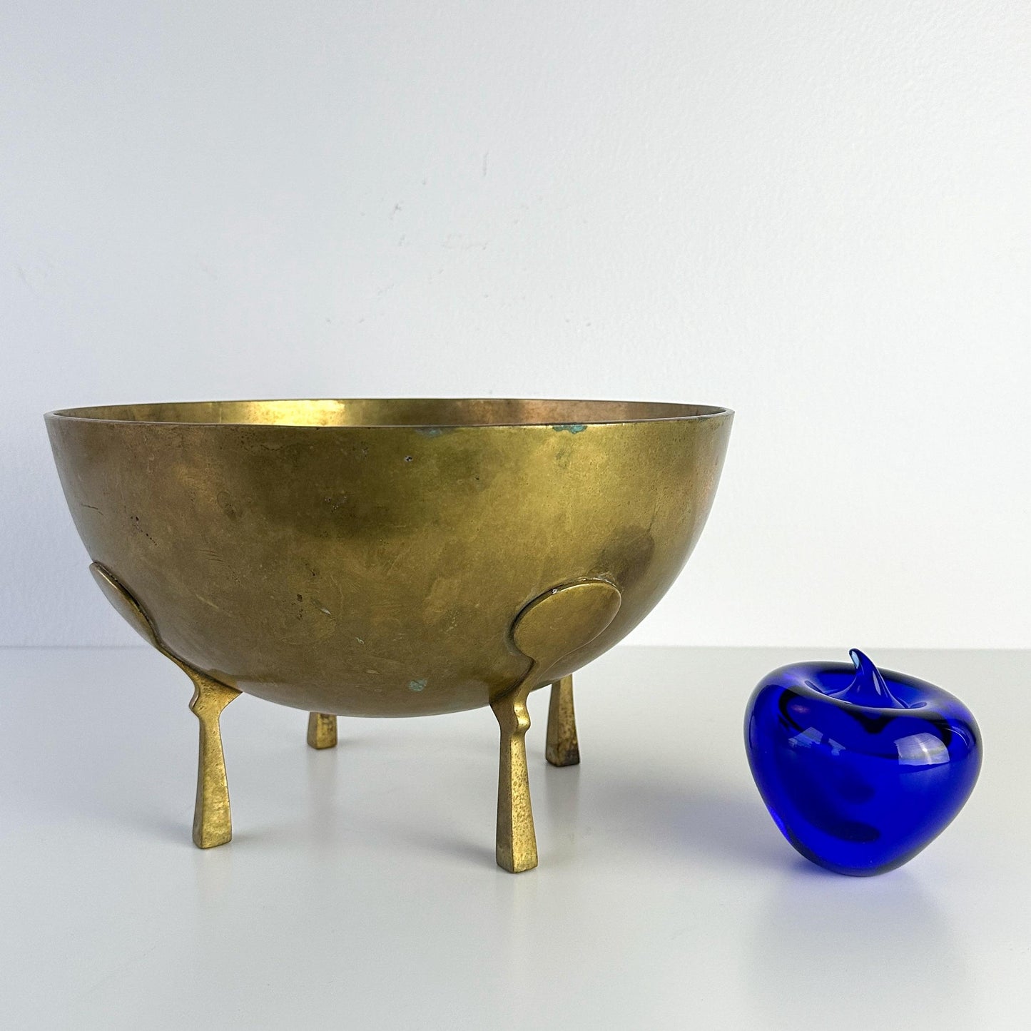 Transitional Solid Brass Footed Decorative Bowl