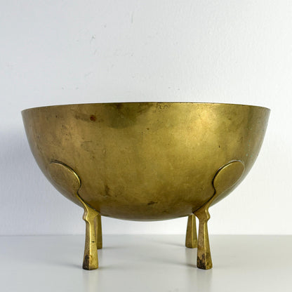 Transitional Solid Brass Footed Decorative Bowl