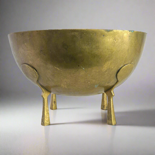 Transitional Solid Brass Footed Decorative Bowl