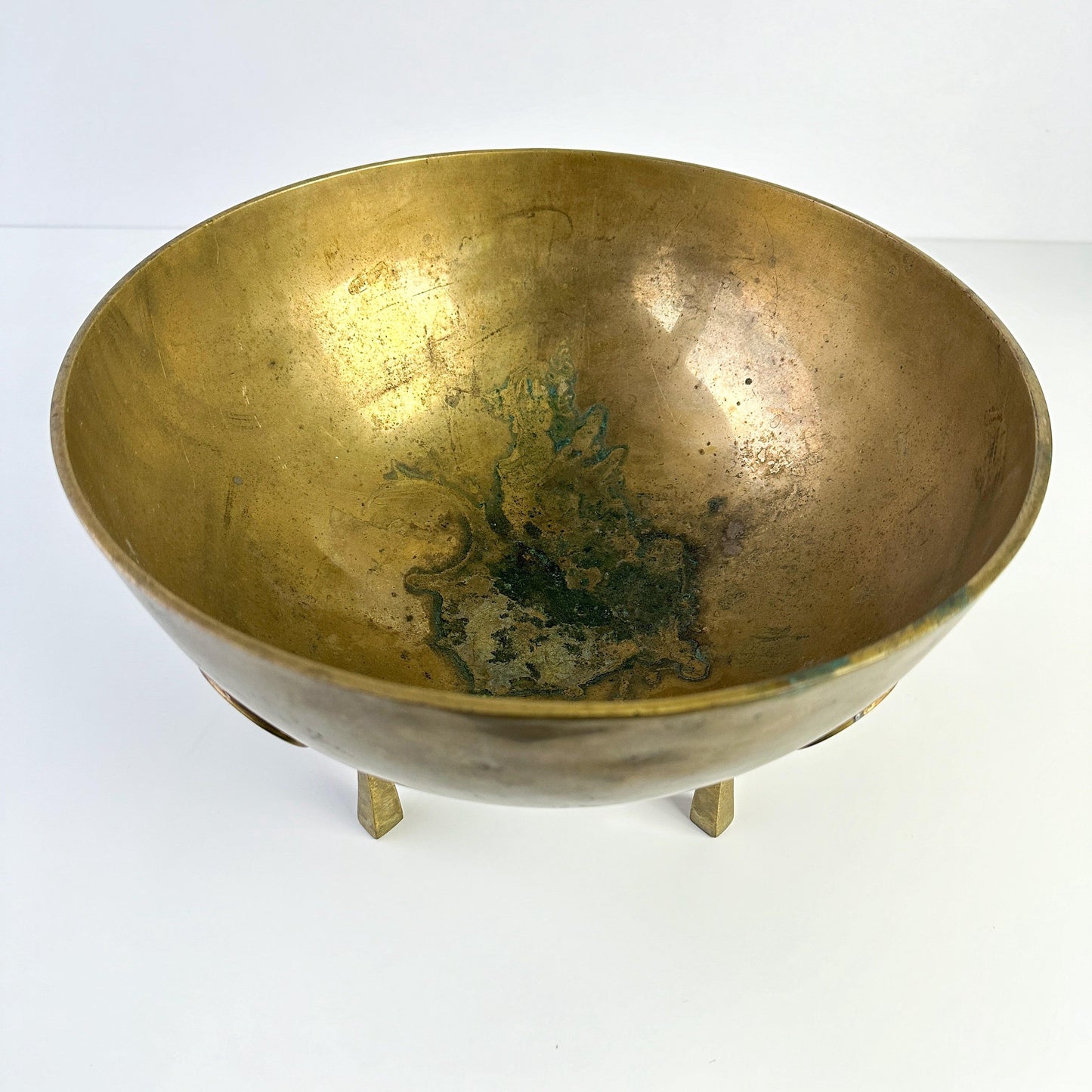 Transitional Solid Brass Footed Decorative Bowl