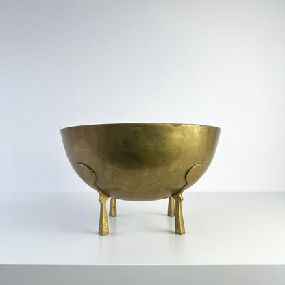 Transitional Solid Brass Footed Decorative Bowl