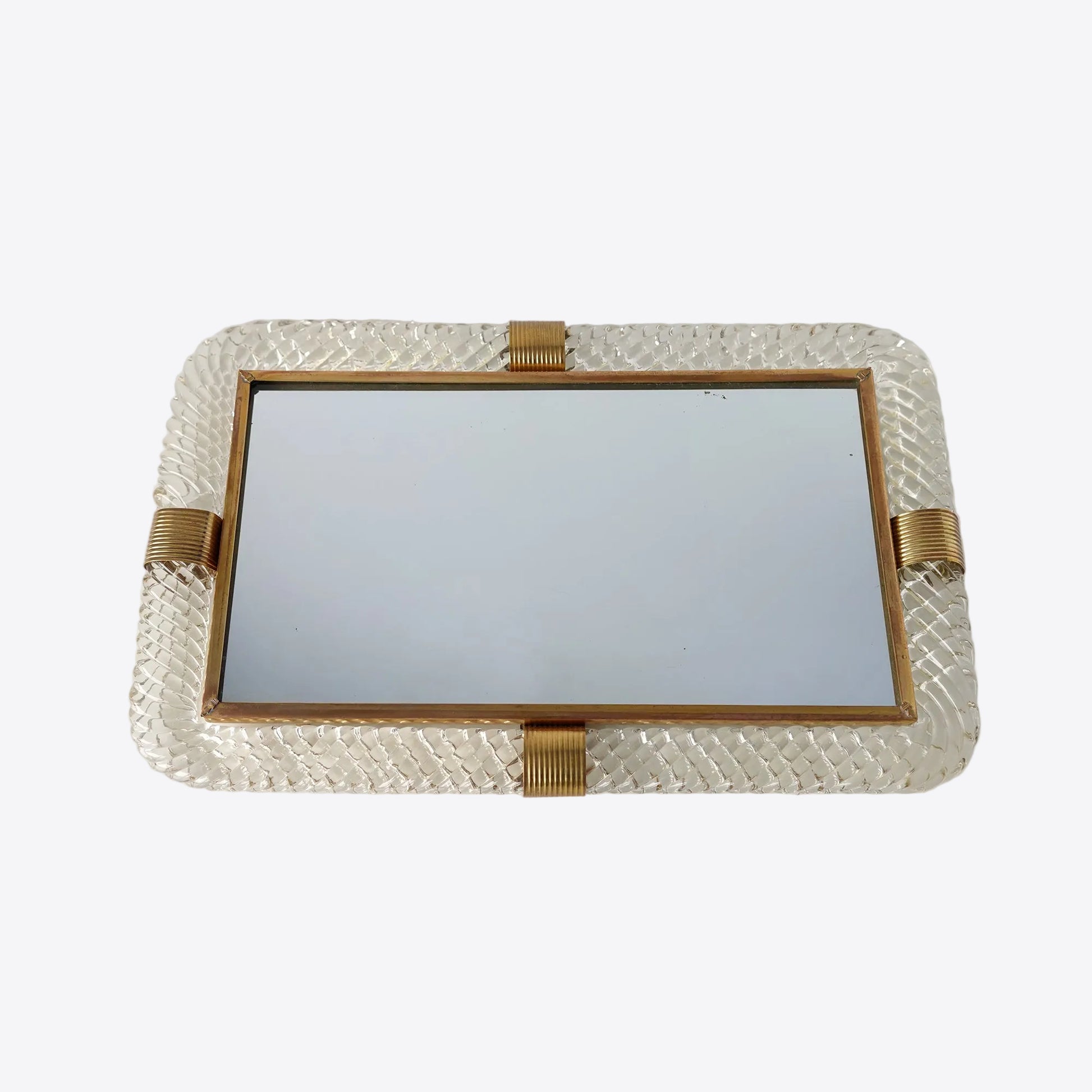 Barovier & Toso Twist Murano Glass and Brass Tray