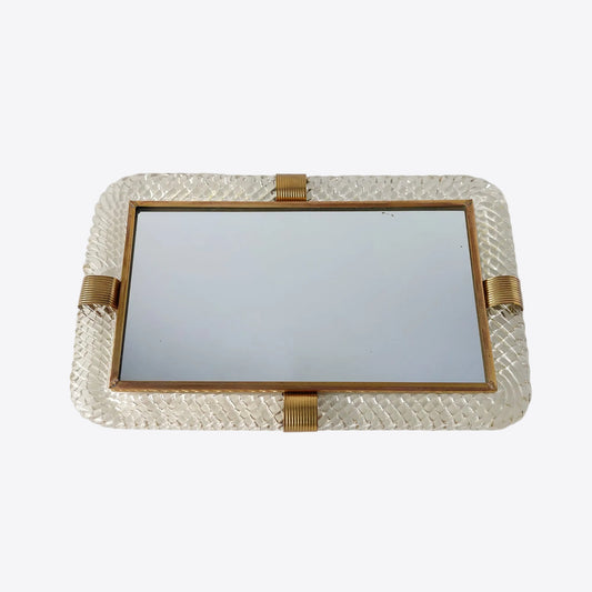 Barovier & Toso Twist Murano Glass and Brass Tray