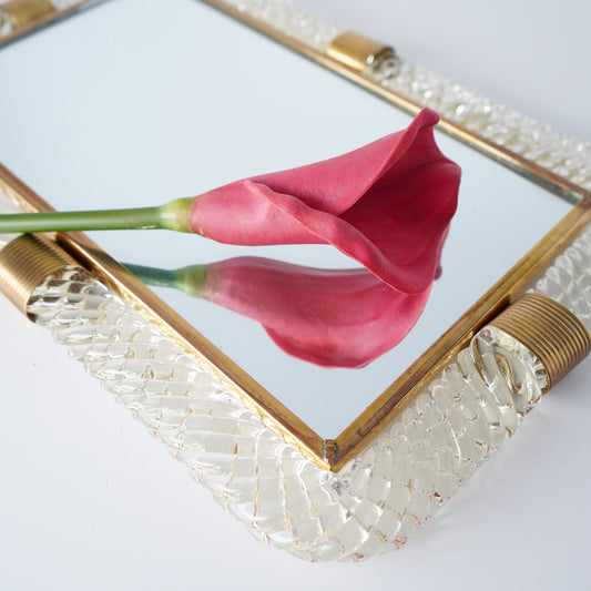 Barovier & Toso Twist Murano Glass and Brass Tray