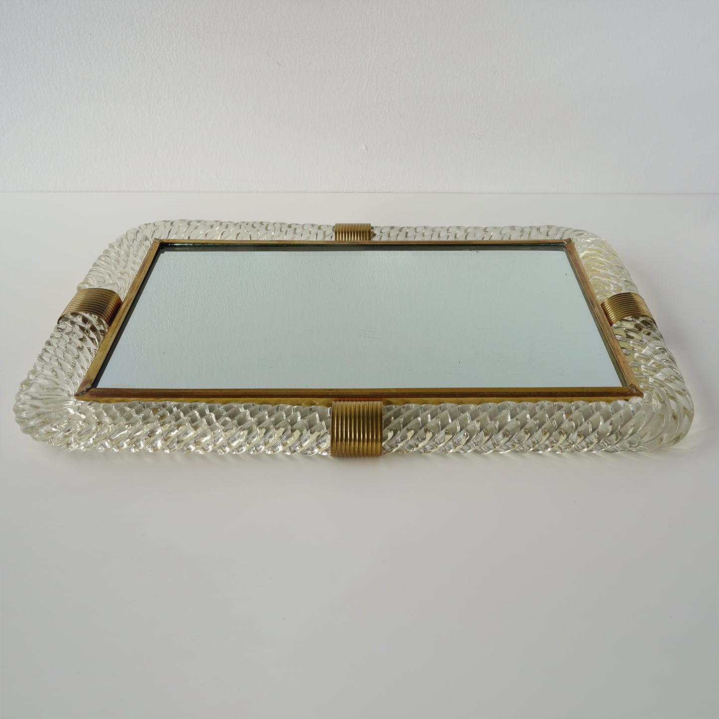 Barovier & Toso Twist Murano Glass and Brass Tray