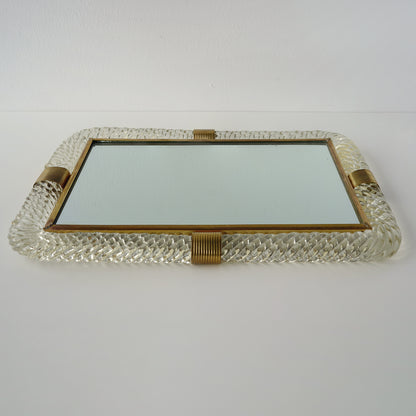 Barovier & Toso Twist Murano Glass and Brass Tray