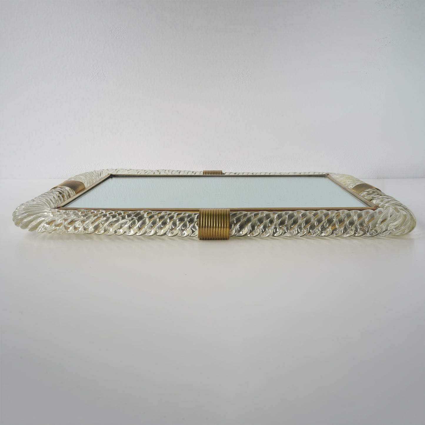 Barovier & Toso Twist Murano Glass and Brass Tray