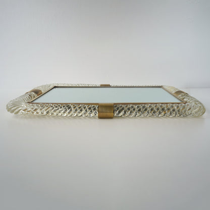 Barovier & Toso Twist Murano Glass and Brass Tray