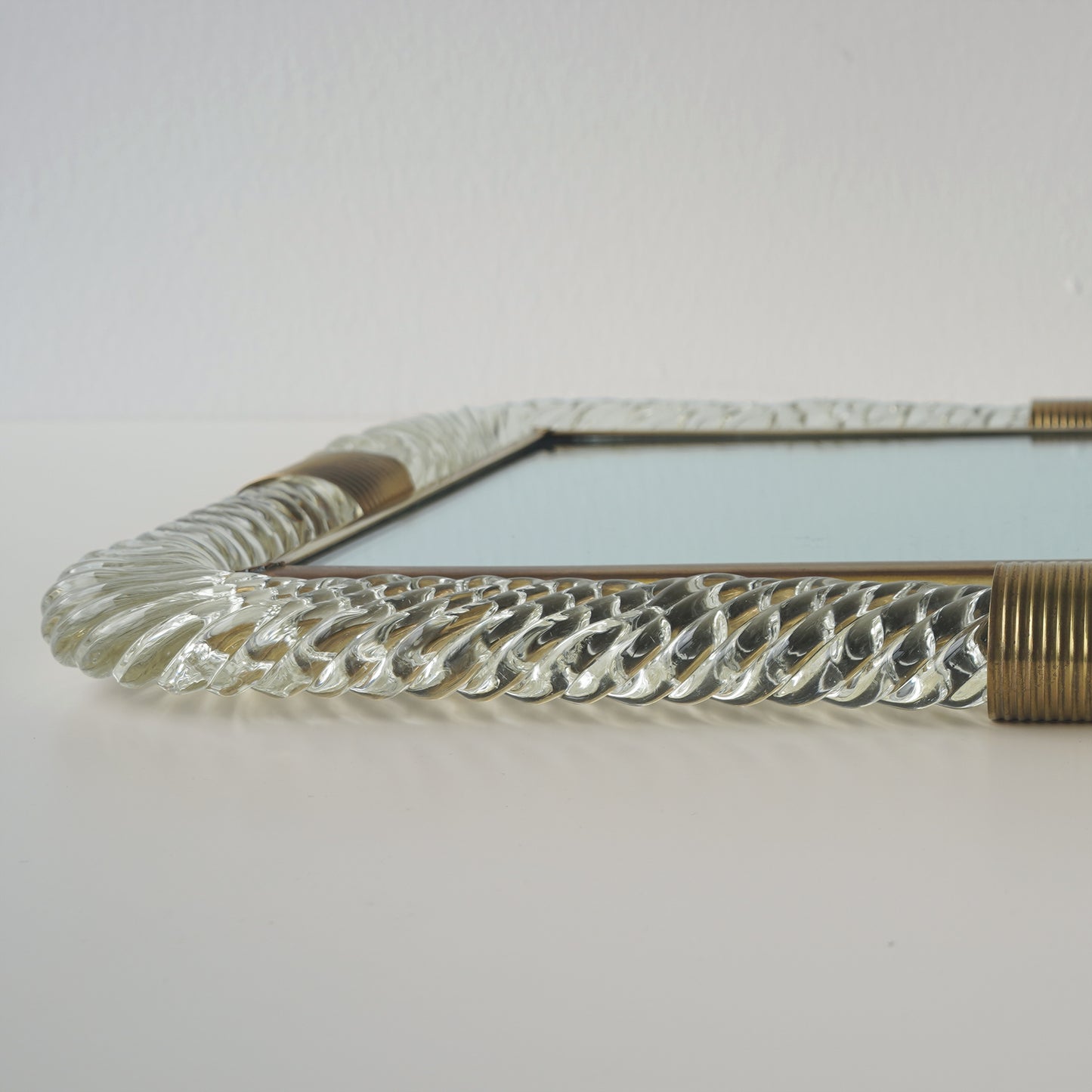 Barovier & Toso Twist Murano Glass and Brass Tray