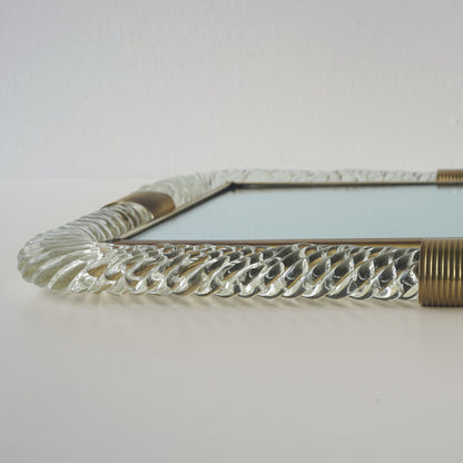 Barovier & Toso Twist Murano Glass and Brass Tray