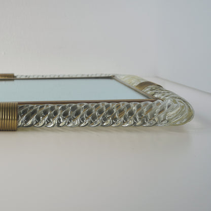 Barovier & Toso Twist Murano Glass and Brass Tray