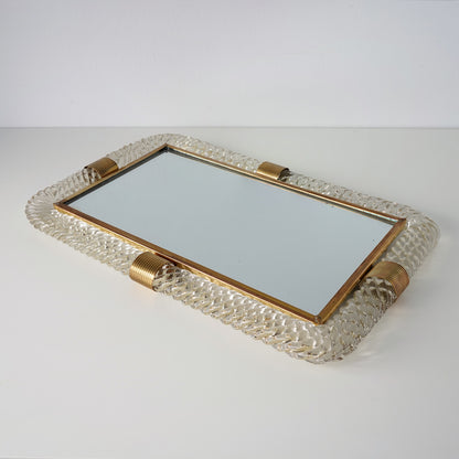 Barovier & Toso Twist Murano Glass and Brass Tray