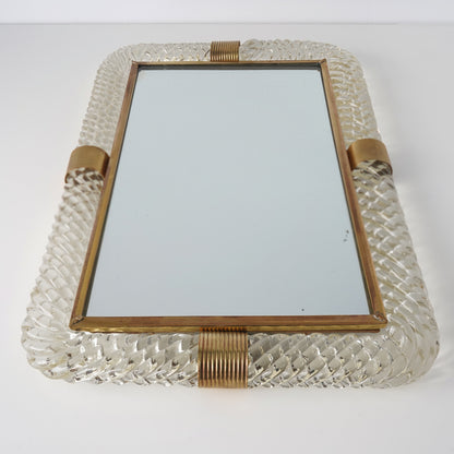 Barovier & Toso Twist Murano Glass and Brass Tray