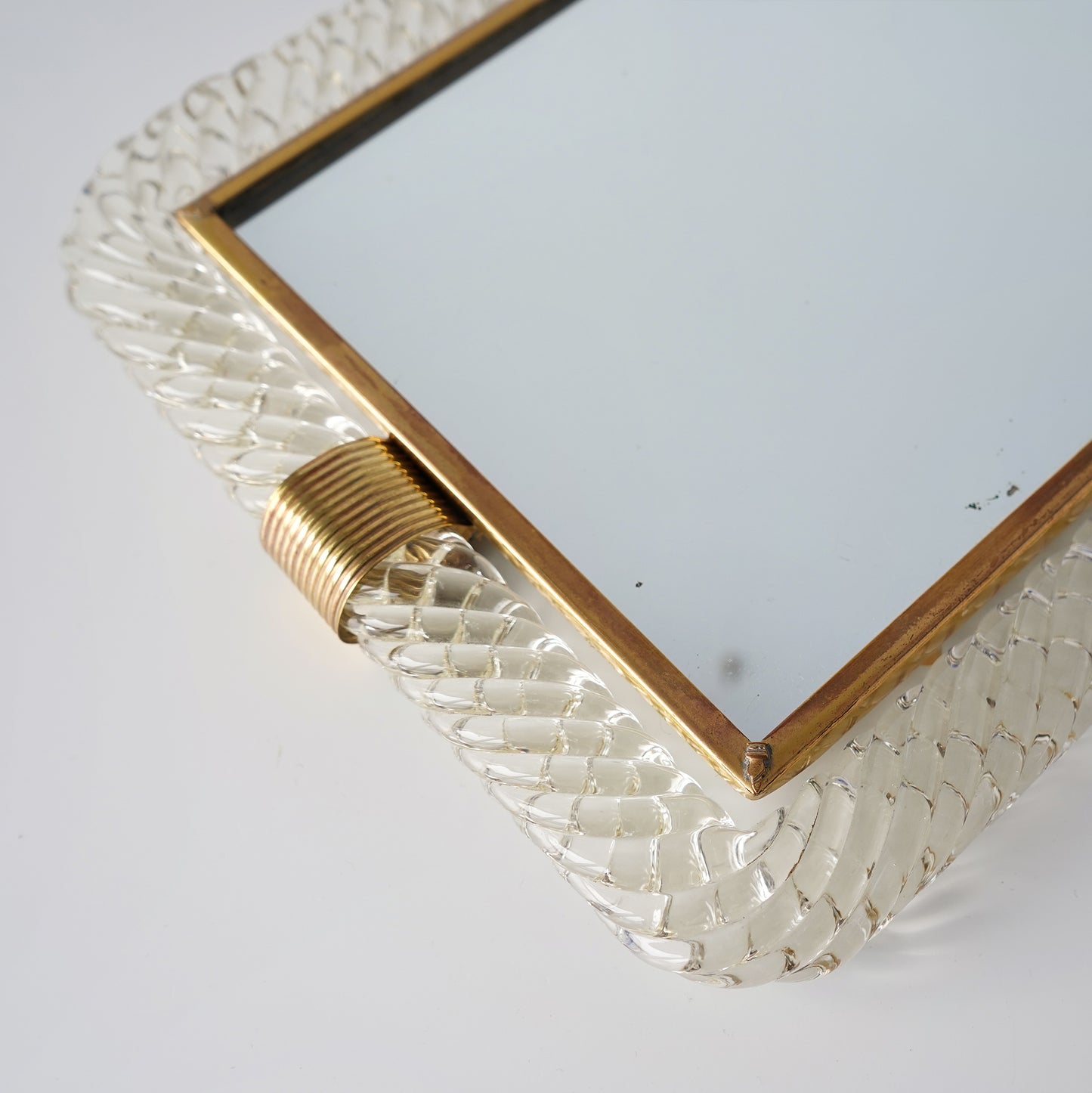 Barovier & Toso Twist Murano Glass and Brass Tray