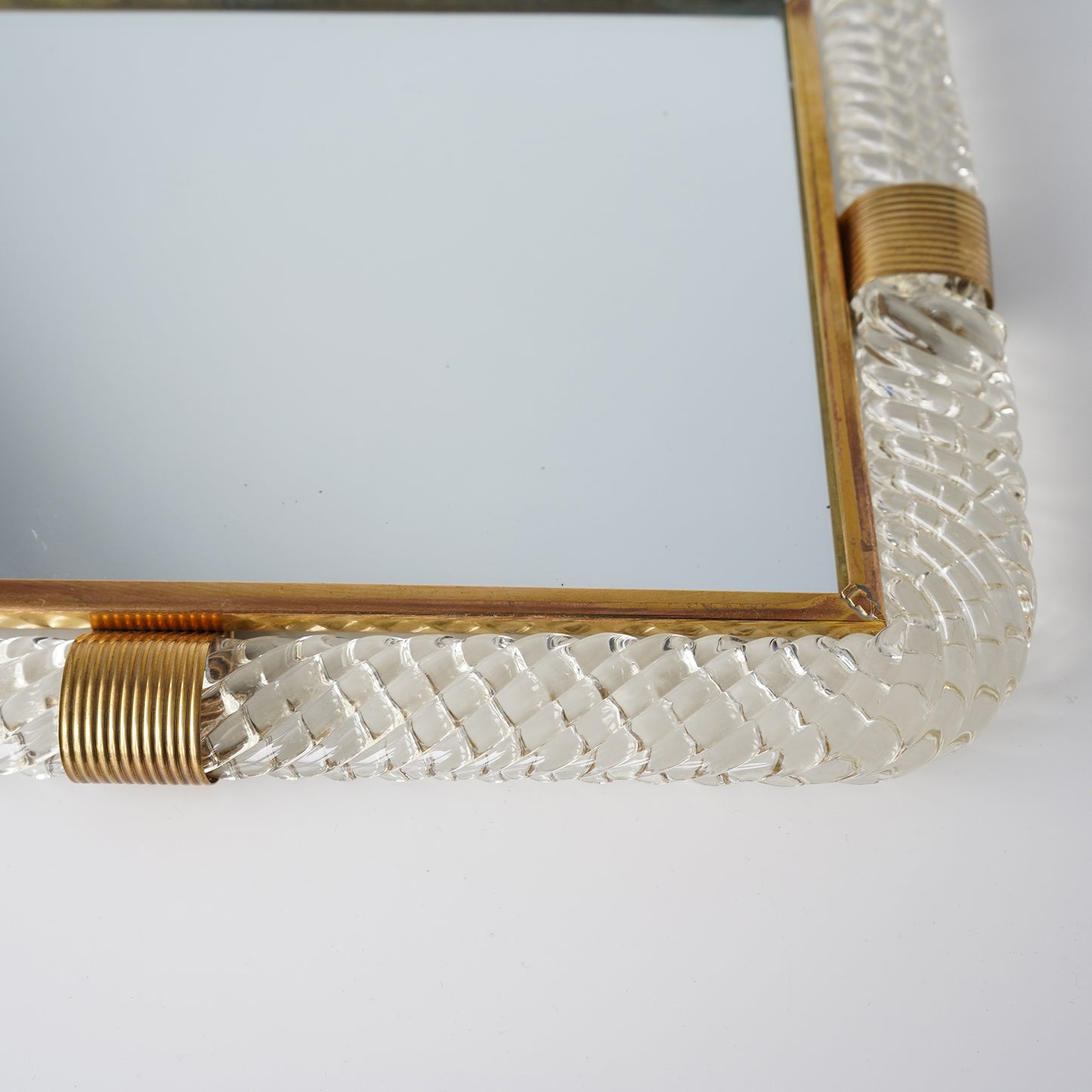Barovier & Toso Twist Murano Glass and Brass Tray