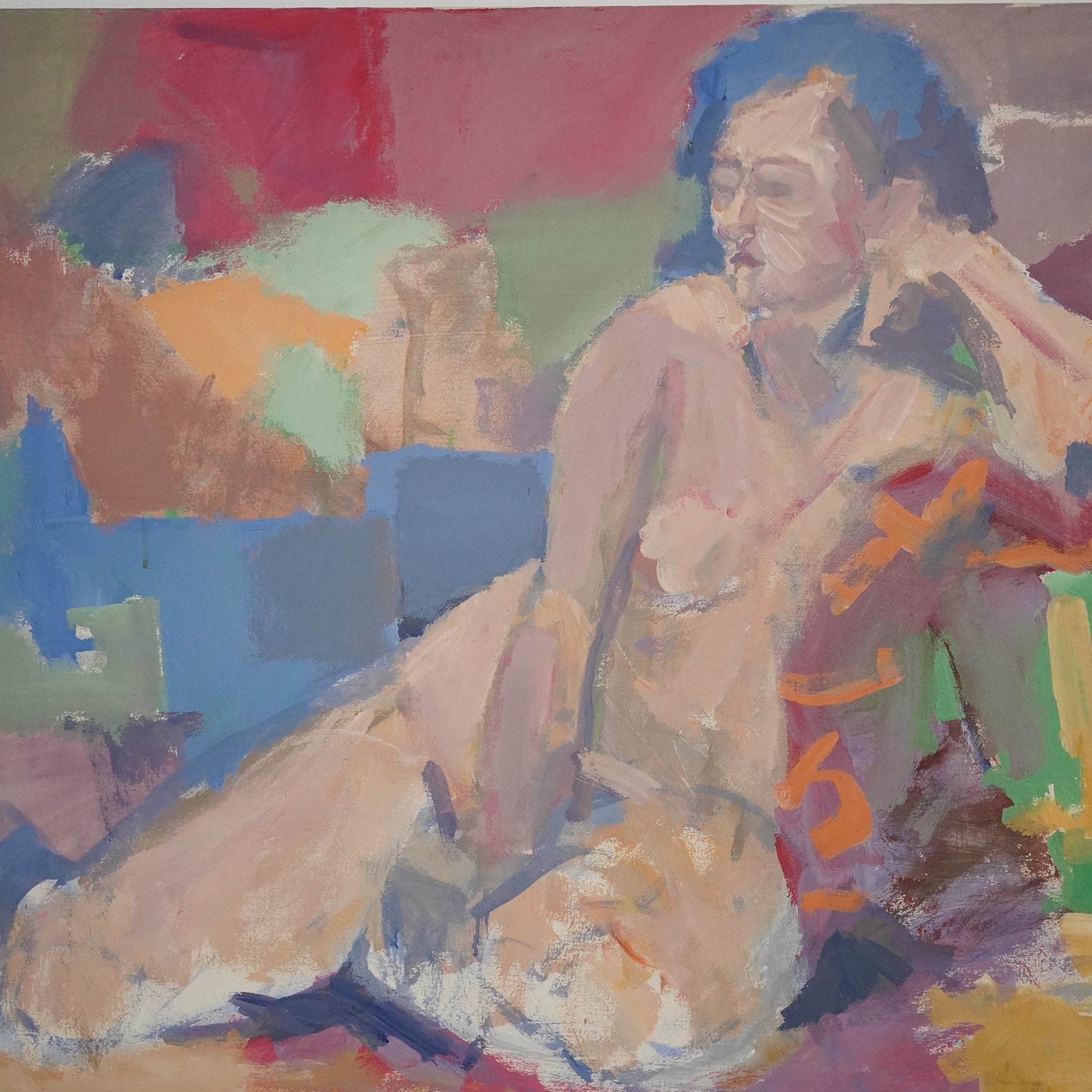Vintage Modernist Abstract Nude Painting