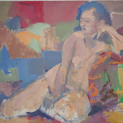 Vintage Modernist Abstract Nude Painting