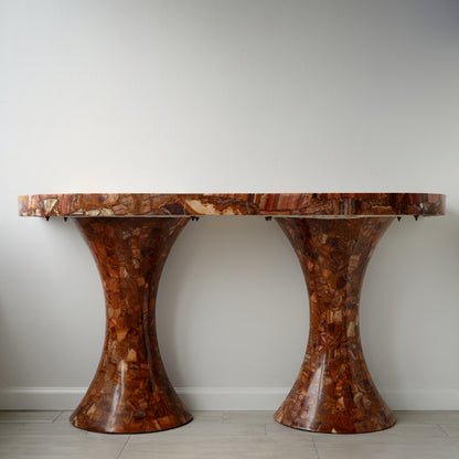 Muller's of Mexico Onyx Double Pedestal Console Table, 1960s