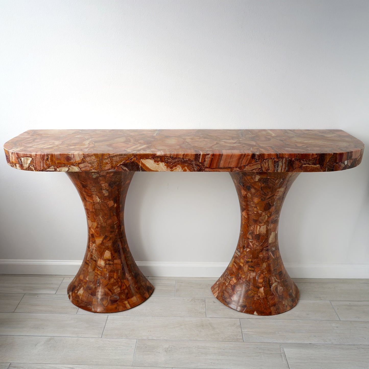 Muller's of Mexico Onyx Double Pedestal Console Table, 1960s