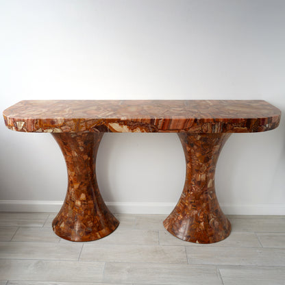 Muller's of Mexico Onyx Double Pedestal Console Table, 1960s