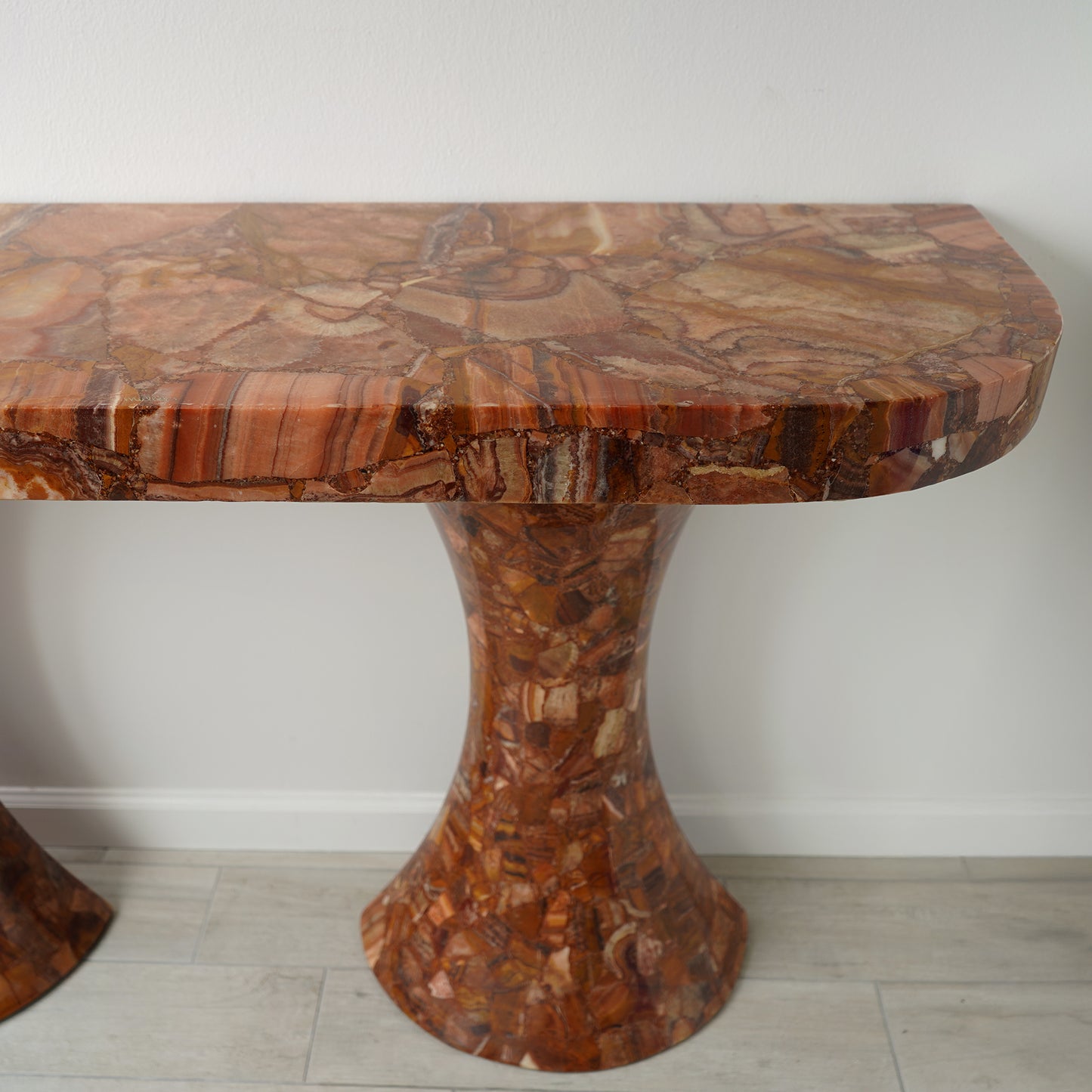 Muller's of Mexico Onyx Double Pedestal Console Table, 1960s