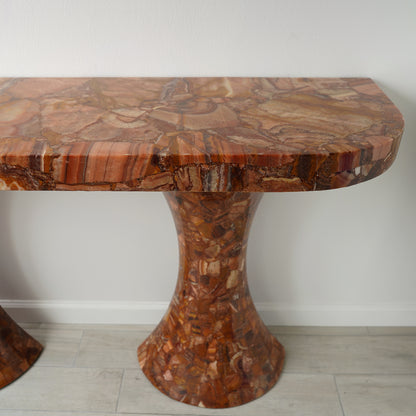 Muller's of Mexico Onyx Double Pedestal Console Table, 1960s