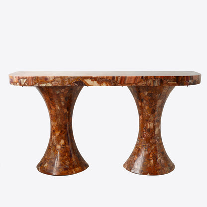 Muller's of Mexico Onyx Double Pedestal Console Table, 1960s