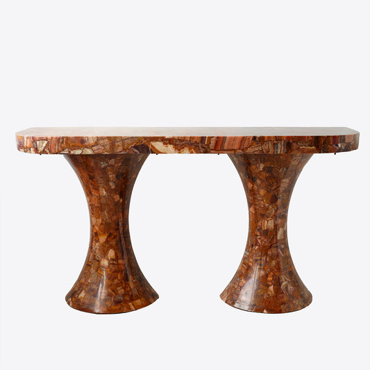 Muller's of Mexico Onyx Double Pedestal Console Table, 1960s