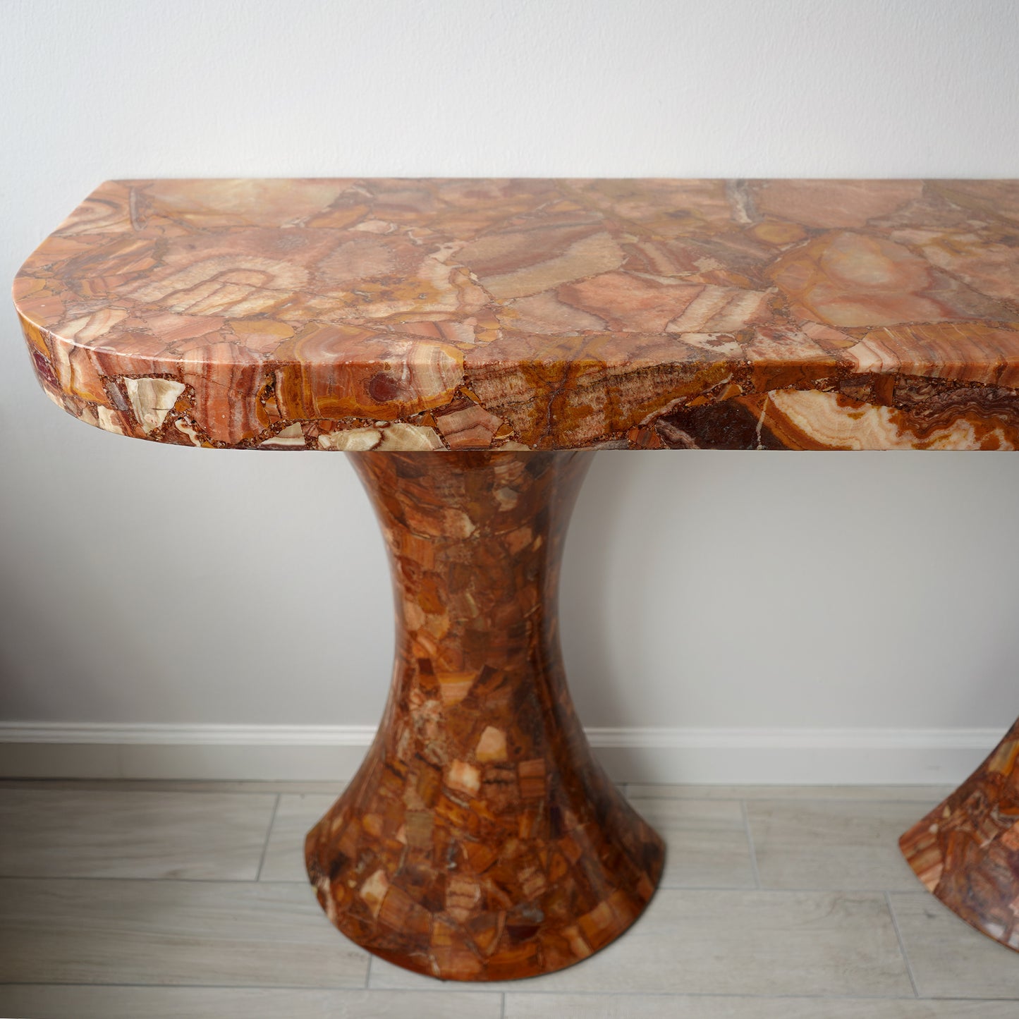 Muller's of Mexico Onyx Double Pedestal Console Table, 1960s