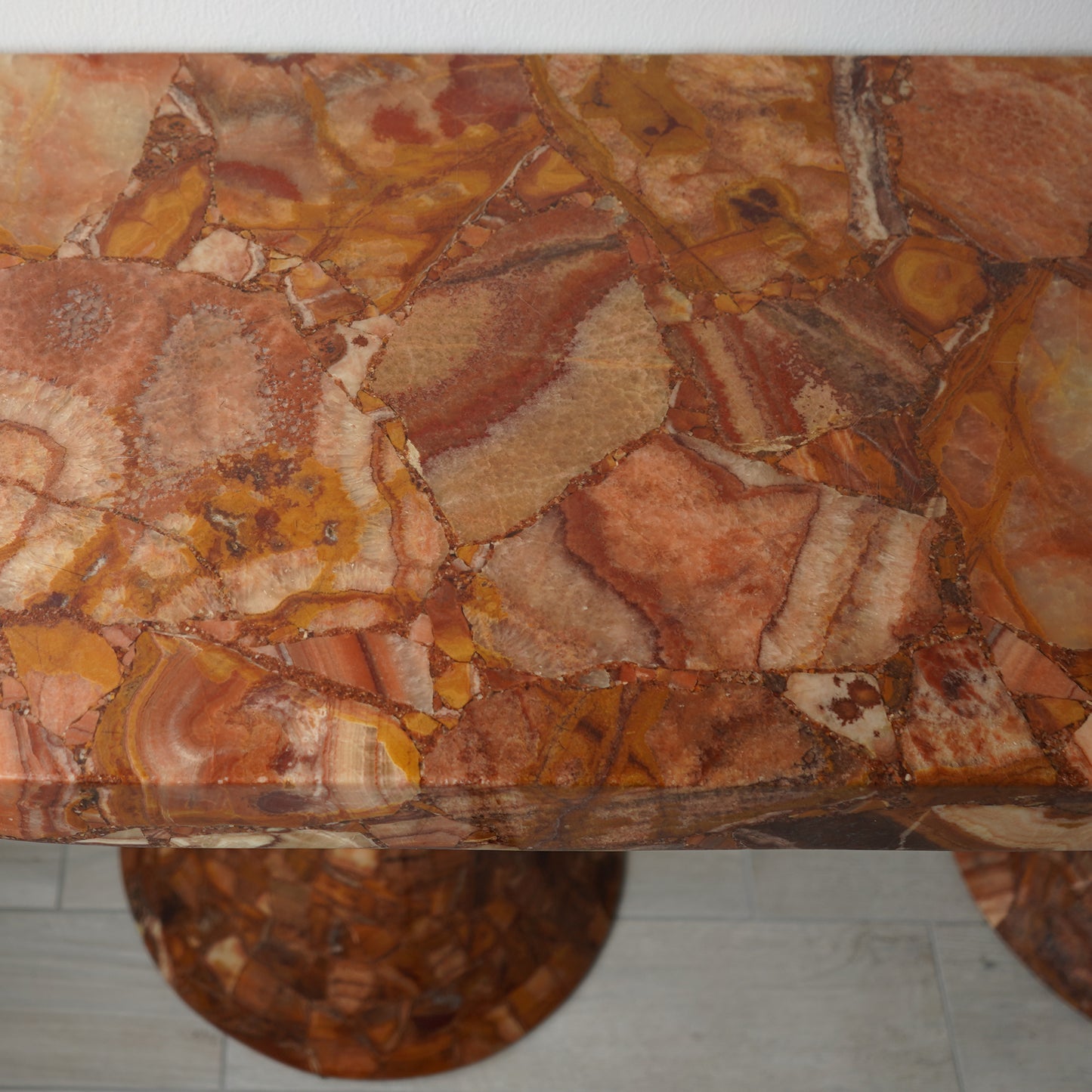 Muller's of Mexico Onyx Double Pedestal Console Table, 1960s