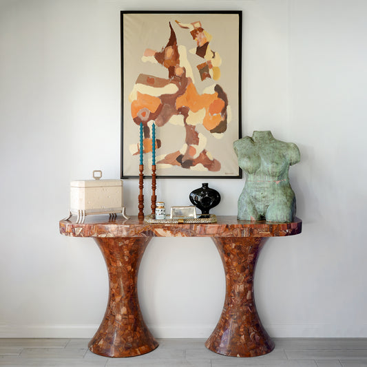 Muller's of Mexico Onyx Double Pedestal Console Table, 1960s