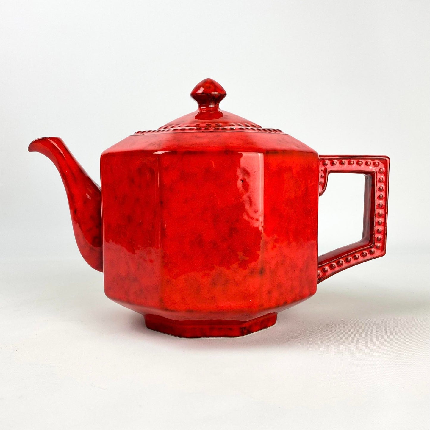 P V Italy Ceramic Orange Red Coffee/Tea and Serving Set- 25 Total Pieces