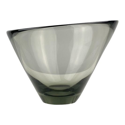 Per Lutken Holmegaard Smoked Glass Slanted Bowl