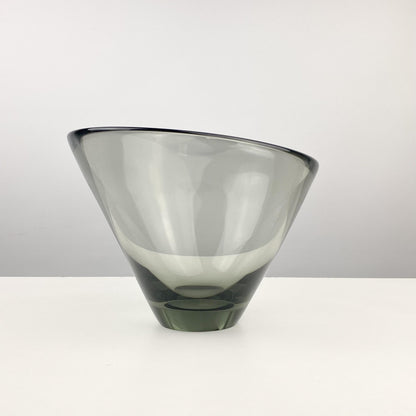 Per Lutken Holmegaard Smoked Glass Slanted Bowl