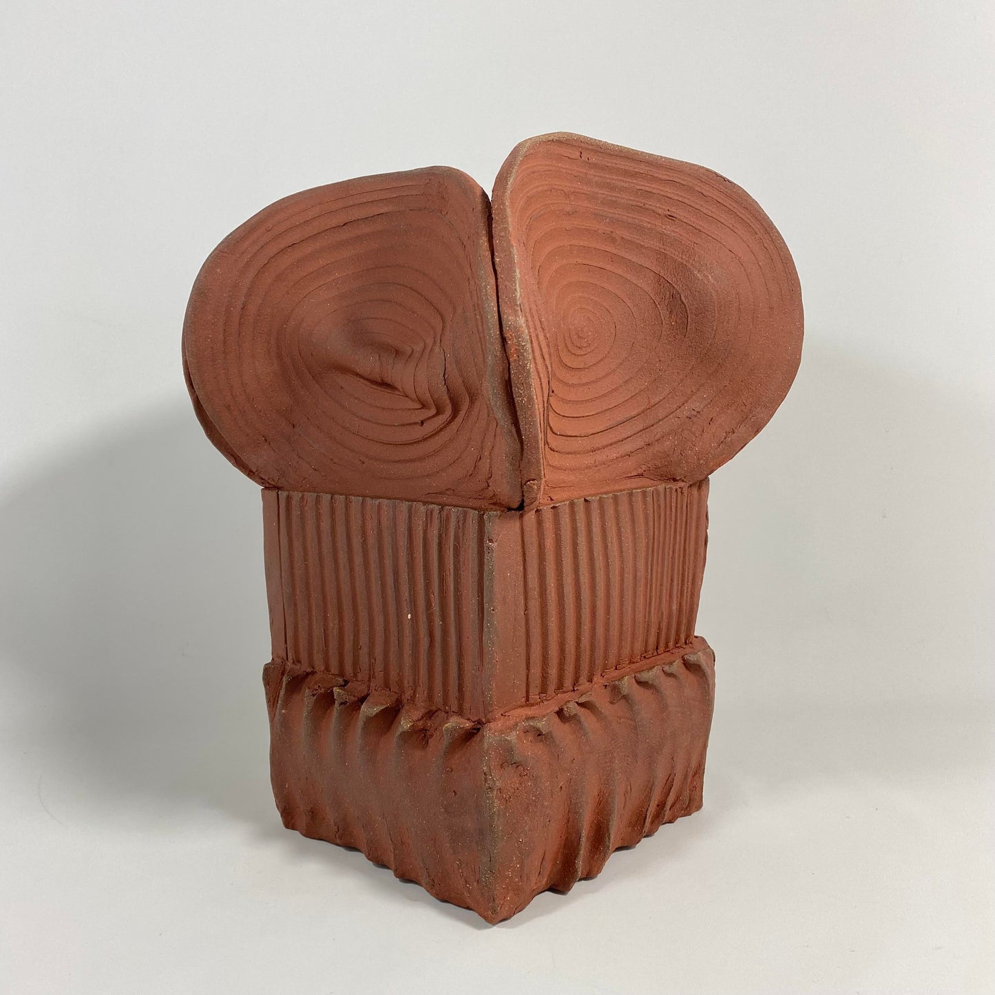 Postmodern 1995 Studio Pottery Artist Signed Abstract Terracotta Vase
